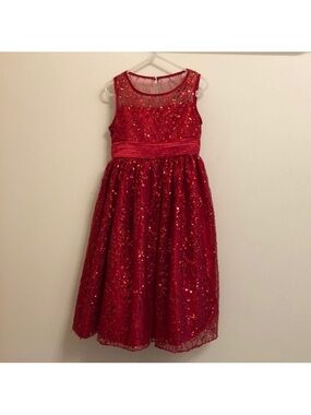 Girls red sequins formal party dress size 6